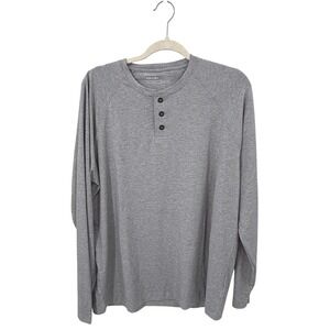 Public Rec Mens Go-To Henley Long Sleeve Shirt Heather Grey Large Raglan Tee